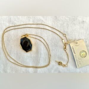 Spartina 449 Gold Chain Necklace with Black Pietersite Faceted Pendant